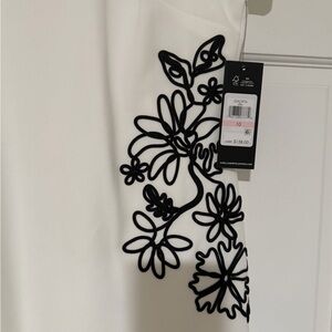 White Dress with Black Floral Embroidery